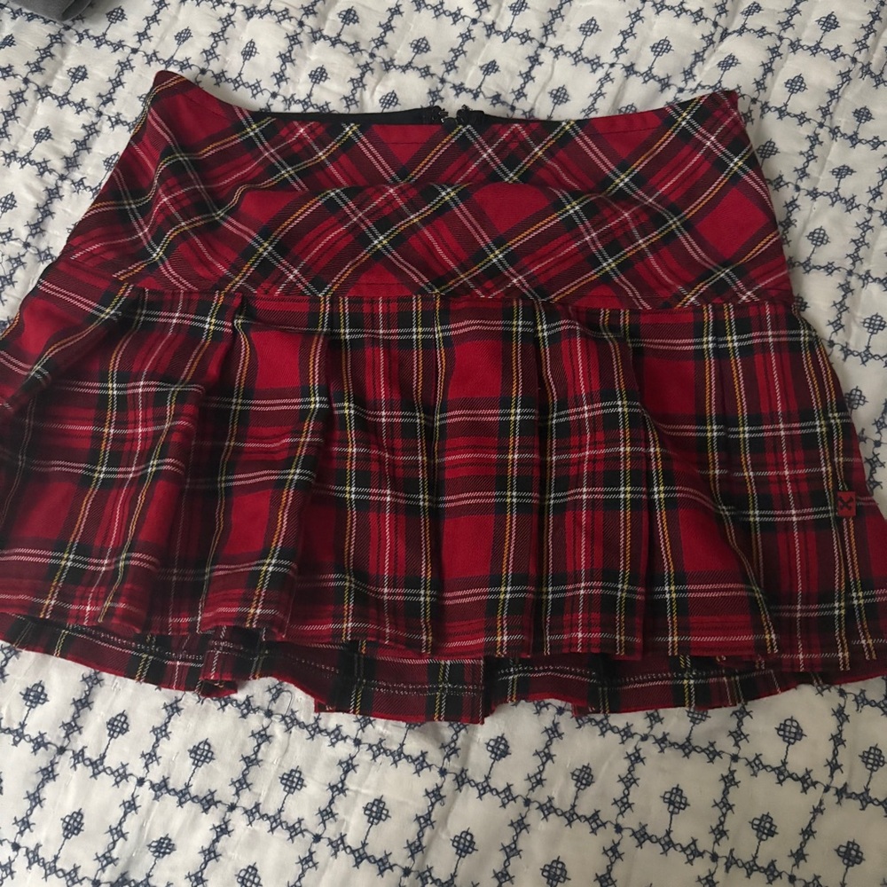 Royal Bones Red Plaid Mini Skirt